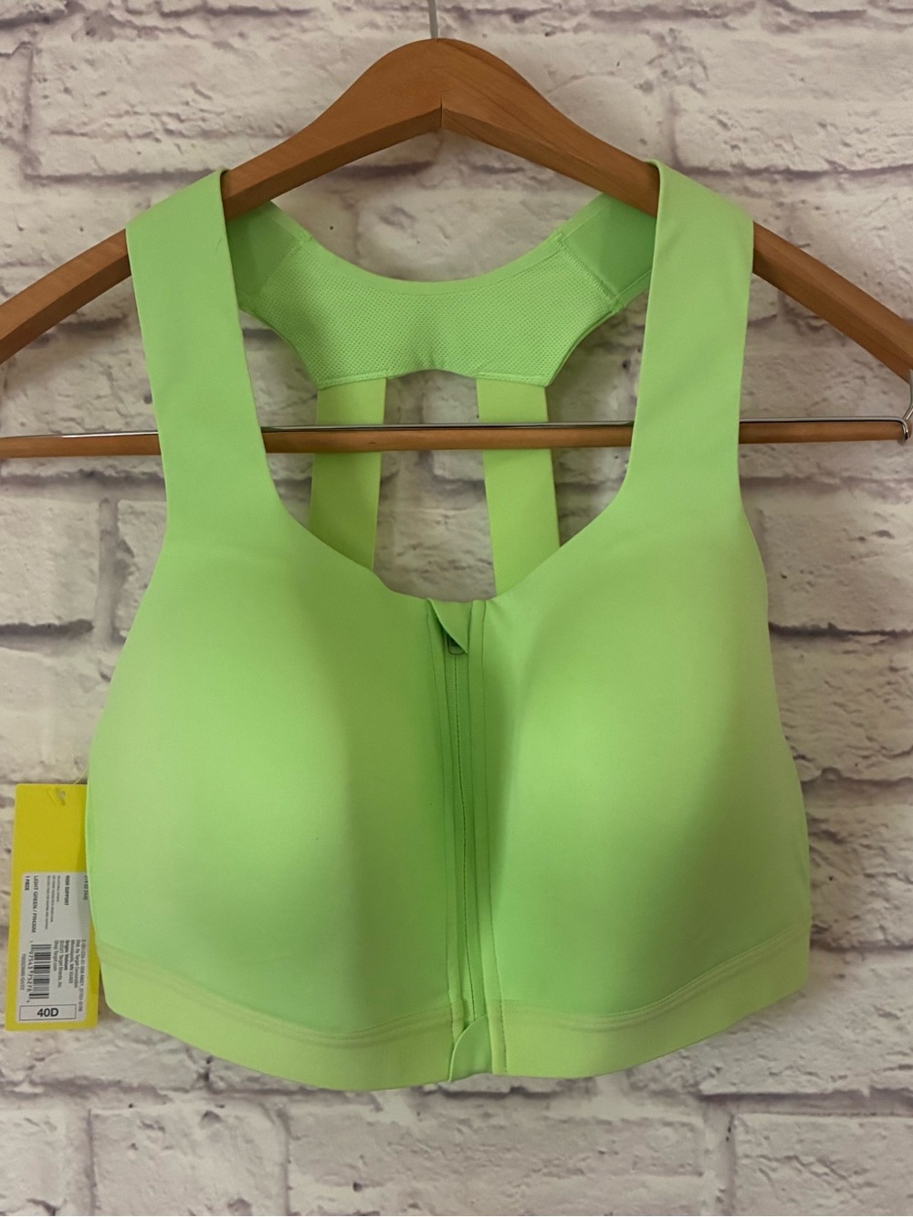 All In Motion Front-Zip High Support Sports Bra - Neon Green - 40D